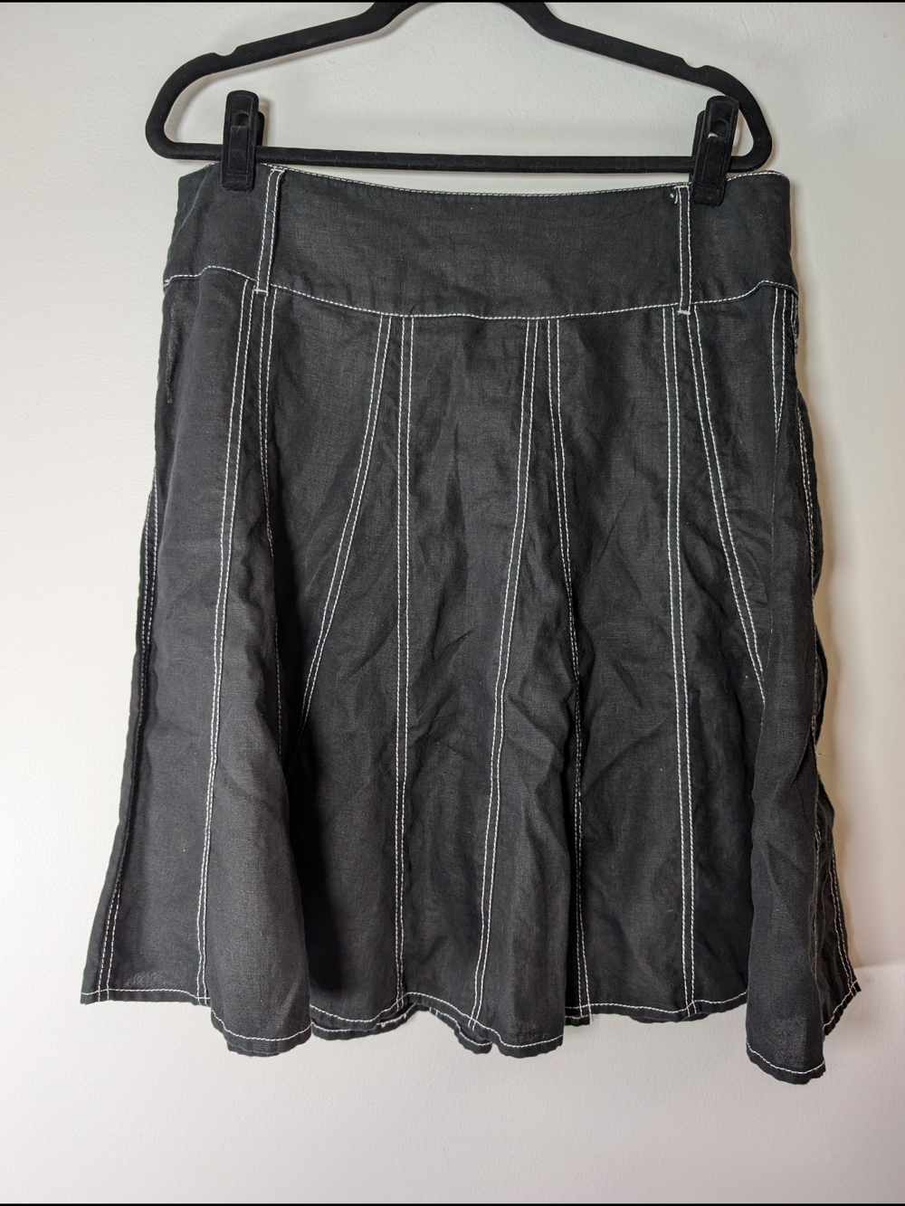 Women’s Style & Co Black Linen A-Line Skirt with Contrast Stitching Size 12 - Picture 5 of 6